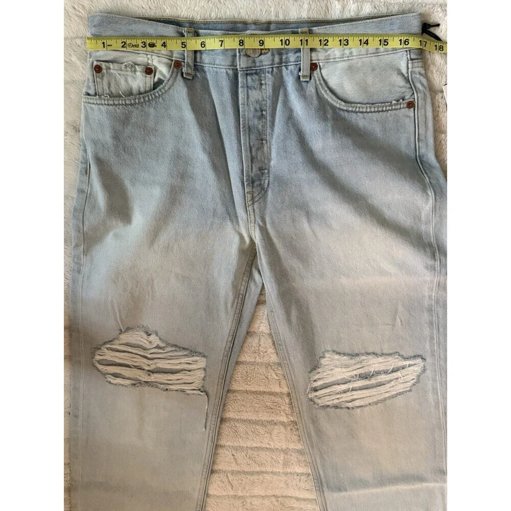 RE/DONE Loose Acqua Destroy Straight Leg Jeans Size 28 – Retail $325 NWT - Picture 4 of 10